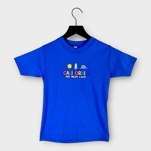 California Kids T-shirt Big Bear Lake Youth Size Small Embroidered‎ Resort Blue